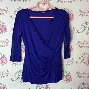 Mexx Blue Wrap Ruched royal blue cinch rutched Sleeve Blouse